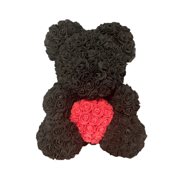Artificial Rose Heart Teddy Bear Handmade Bear of Roses for Women Valentine's Day Wedding Birthday Gift