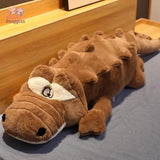 Big Size Crocodile Plush Pillow – Soft Stuffed Animal Mat Brown Kawaii Snuggle