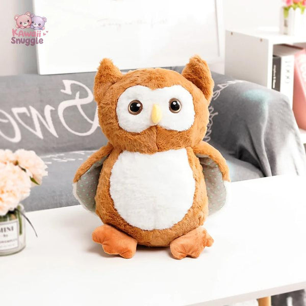 Soft Plush Cartoon Owl Toy – Stuffed Doll Brown Kawaii Snuggle