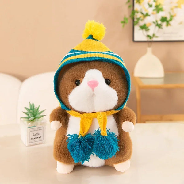 Cute Hamster Wear Hat Plush Toys Sleeping Soft Stuffed Guinea Pig Pillow Cartoon Animal Sofa Cushion Home Decoration Lovely Gift