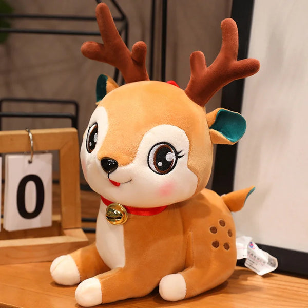 Santa Elk Deer Plush Throw Pillow Figure Fun Sofa Decoration DollsChristmas Tree Doll 2 in 1 Christmas Gifts for Girlfriend Gift
