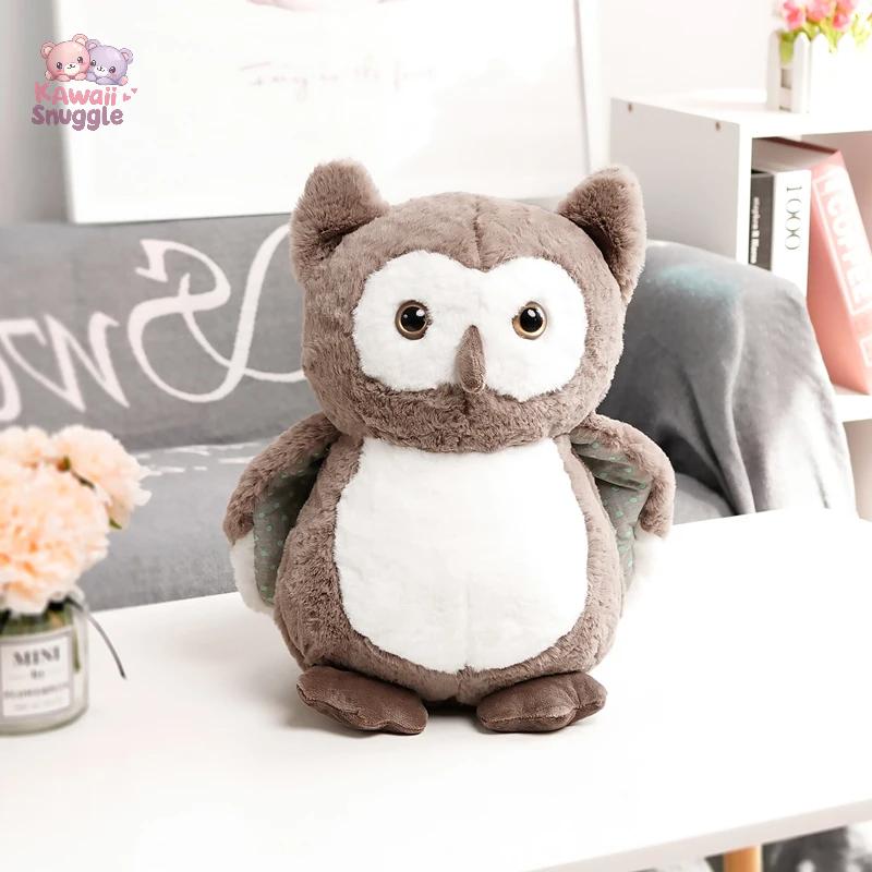 Soft Plush Cartoon Owl Toy – Stuffed Doll Coffee Kawaii Snuggle