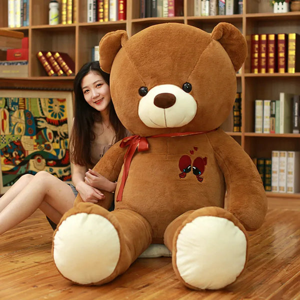 60-100cm Teddy bear with bow Large Cute Teddy Bear Plush Toy Lovely Huge Stuffed Soft Bear Wear Bowknot Bear Kids Toy Birthday Gift For Girlfriend