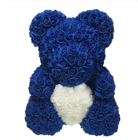 Artificial Rose Heart Teddy Bear Handmade Bear of Roses for Women Valentine's Day Wedding Birthday Gift