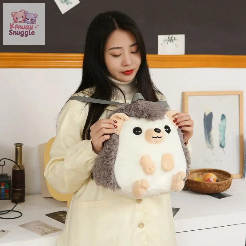 Cute Plush Hedgehog Backpack – Your Adorable Travel Buddy! GRAY 32cm Kawaii Snuggle