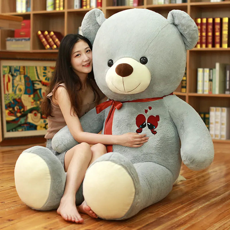 60-100cm Teddy bear with bow Large Cute Teddy Bear Plush Toy Lovely Huge Stuffed Soft Bear Wear Bowknot Bear Kids Toy Birthday Gift For Girlfriend