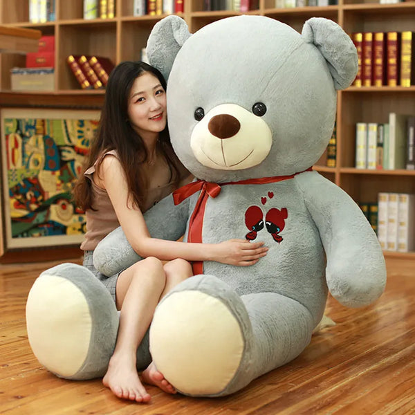 60-100cm Teddy bear with bow Large Cute Teddy Bear Plush Toy Lovely Huge Stuffed Soft Bear Wear Bowknot Bear Kids Toy Birthday Gift For Girlfriend