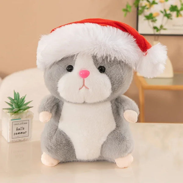 Cute Hamster Wear Hat Plush Toys Sleeping Soft Stuffed Guinea Pig Pillow Cartoon Animal Sofa Cushion Home Decoration Lovely Gift