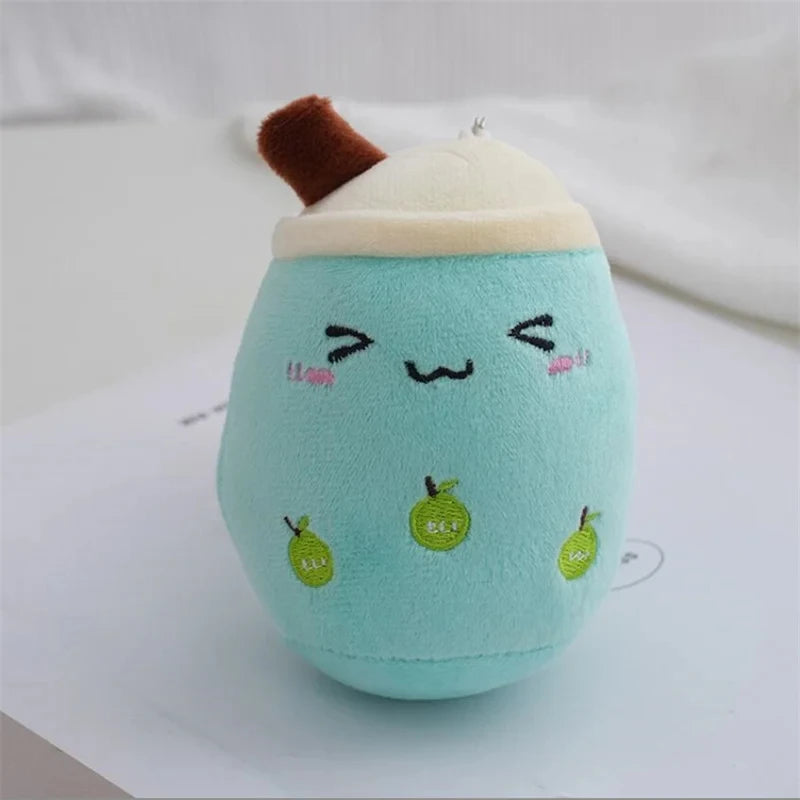 Cute Stuffed Plush Bubble Tea Food Milk Cup Plushie Pillow Mini Simulation Keychain Pendant Soft Plush Doll Toys Gifts for Kids