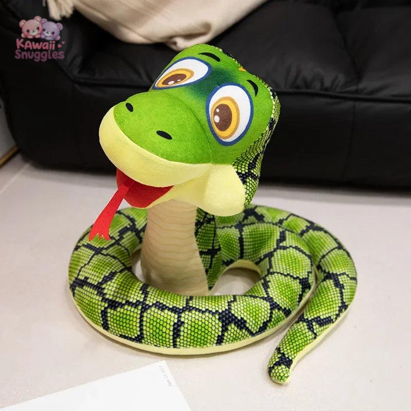 Simulated Green Snakes Plush Toy – Funny Stuffed Snake Plushie Green Kawaii Snuggle