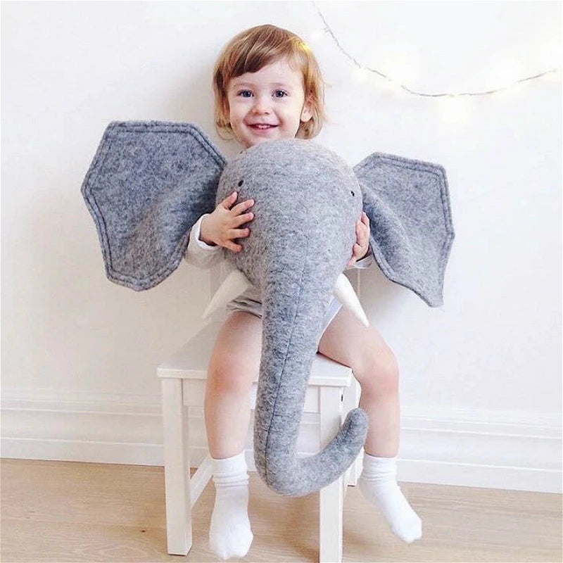 3D Zebra/Elephant/Giraffe Animal Head Wall Mount Children Stuffed Toys Kids Room Wall Home Decoration Accessories Birthday Gifts