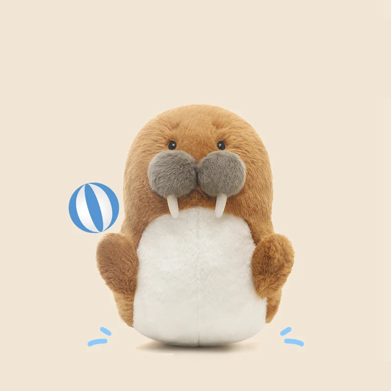 Adorable Cartoon Walrus Plush – Soft Brown Pillow Toy for Kids' Room Decor and Gift