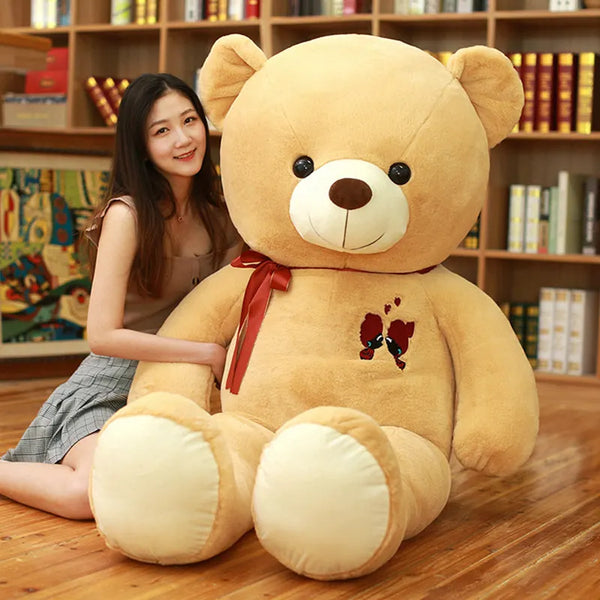 60-100cm Teddy bear with bow Large Cute Teddy Bear Plush Toy Lovely Huge Stuffed Soft Bear Wear Bowknot Bear Kids Toy Birthday Gift For Girlfriend