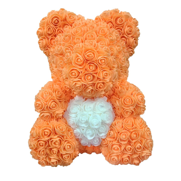 Artificial Rose Heart Teddy Bear Handmade Bear of Roses for Women Valentine's Day Wedding Birthday Gift