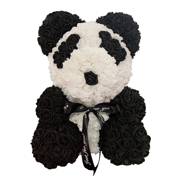 Artificial Rose Heart Teddy Bear Handmade Bear of Roses for Women Valentine's Day Wedding Birthday Gift