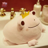 Cute Crown Frog Plush Pillow – Soft Kawaii Smiling Frog Doll Pink Kawaii Snuggle