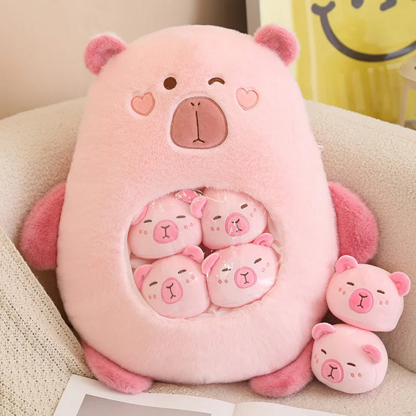 Six Balls Capybara Plush Bag – Cute Squishy Mini Doll for Gifts