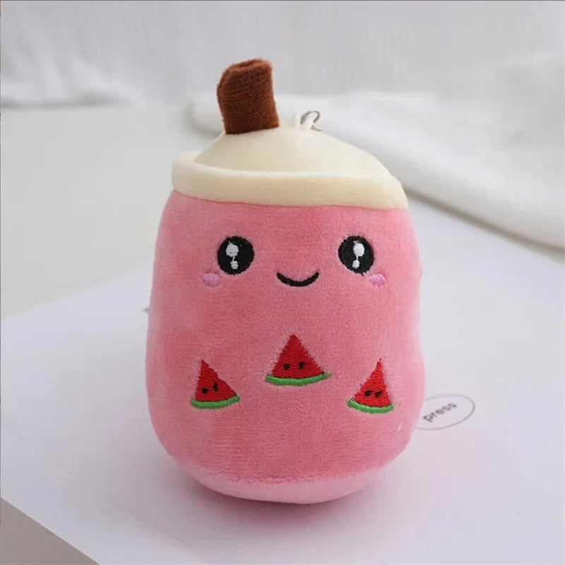 Cute Stuffed Plush Bubble Tea Food Milk Cup Plushie Pillow Mini Simulation Keychain Pendant Soft Plush Doll Toys Gifts for Kids