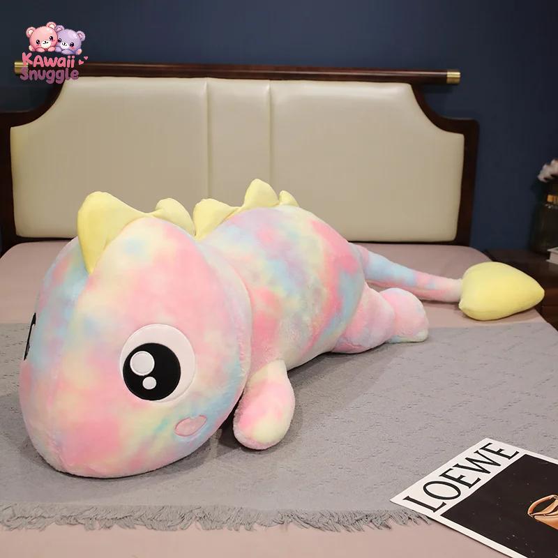 Kawaii Giant Colorful Dinosaur Plush Pillow – Soft Stuffed Dino Cushion Pink Kawaii Snuggle