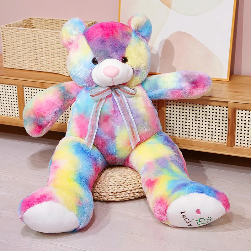 Cartoon Pink Rainbow Colors Teddy Bear Plush Doll – Where Color Meets Cuteness