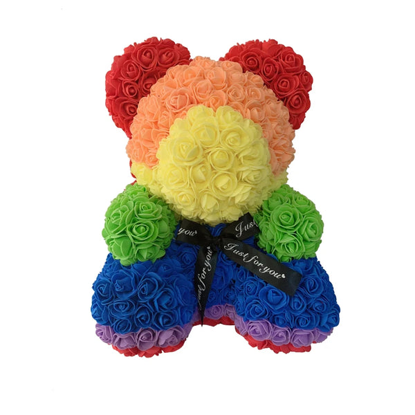 Artificial Rose Heart Teddy Bear Handmade Bear of Roses for Women Valentine's Day Wedding Birthday Gift