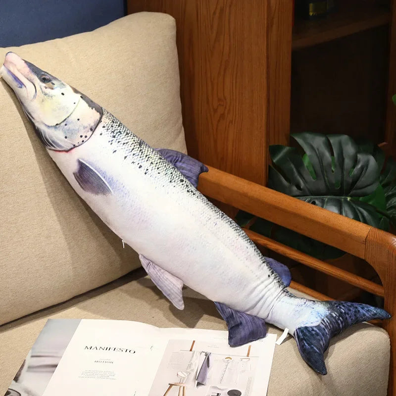 3D Simulation Fish Plush Trout Toys Stuffed Tuna Salmon Autumn Saury Grouper Plush Pillow Creative Sofa Pillow Cushion Gift Kids Toy