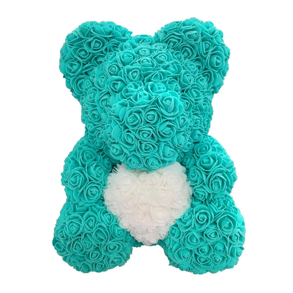 Artificial Rose Heart Teddy Bear Handmade Bear of Roses for Women Valentine's Day Wedding Birthday Gift
