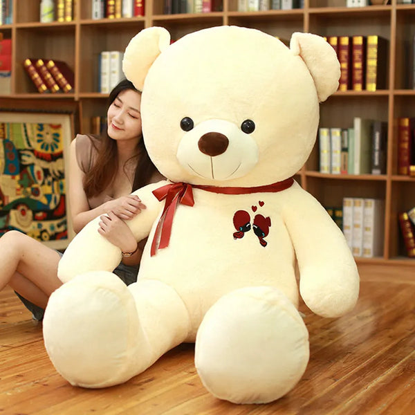 60-100cm Teddy bear with bow Large Cute Teddy Bear Plush Toy Lovely Huge Stuffed Soft Bear Wear Bowknot Bear Kids Toy Birthday Gift For Girlfriend