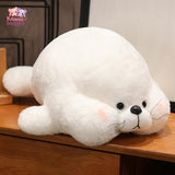 Hairy Lying Seal PUP Plush – A Cozy Ocean Companion! WHITE Kawaii Snuggle