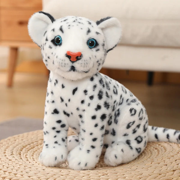 28/32cm Simulation White Leopard Lifelike Animal Plushie Sitting Spotted Leopard Nice Gifts For Friends Home Decro