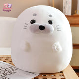 Plush Seal Round Pillow – The Softest Ocean Buddy WHITE Kawaii Snuggle