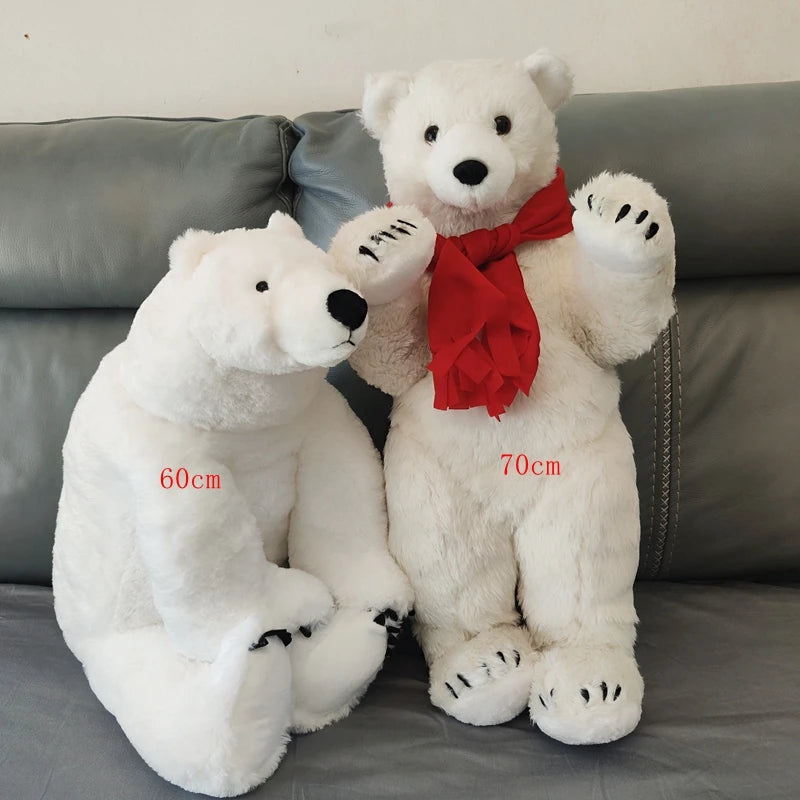 2PCS Pop Christmas Realistic Animal Polar Bear Plush Toy Big Soft Lovely Stuffed Anime White Bears Doll Gift Deco 60cm 70cm
