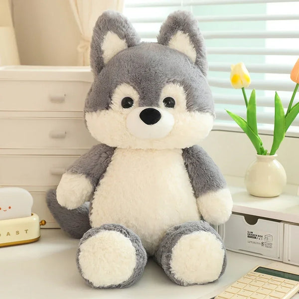 50cm New Kawaii Running Wolf Plush Toys Cartoon Stuffed Animal Lovely Soft Cuddly Baby Plushie Doll Toy for Girls Gift Decor