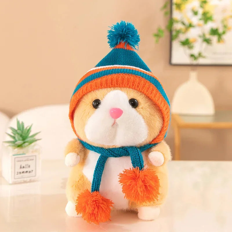 Cute Hamster Wear Hat Plush Toys Sleeping Soft Stuffed Guinea Pig Pillow Cartoon Animal Sofa Cushion Home Decoration Lovely Gift