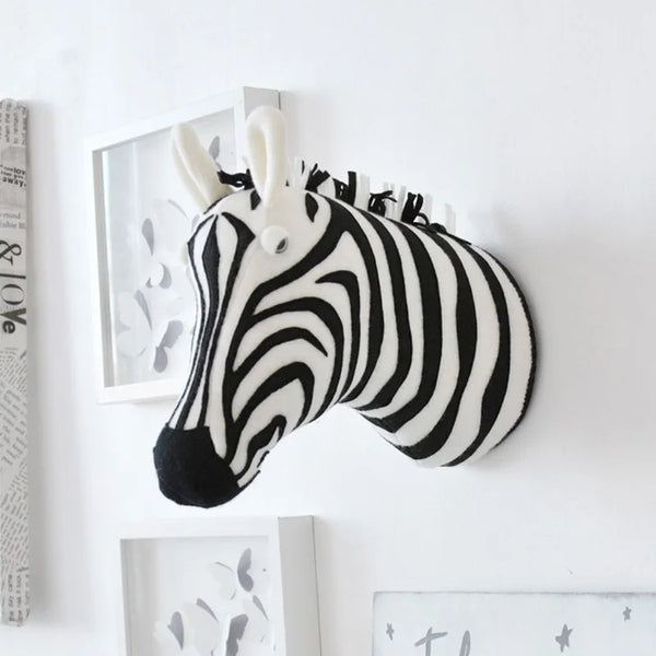 3D Zebra/Elephant/Giraffe Animal Head Wall Mount Children Stuffed Toys Kids Room Wall Home Decoration Accessories Birthday Gifts