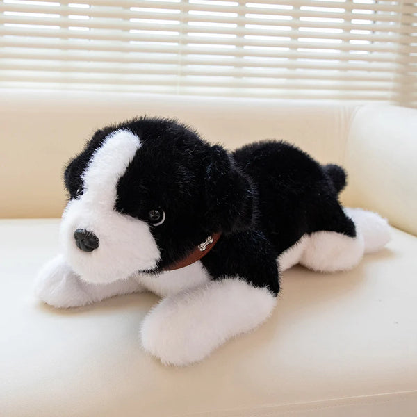 40/60CM Simulation Cute Dog Wear Choker Plush Toy Stuffed Animal Soft Kawaii Lying Pet Puppy Pillow Husky Beagle Doll Toy Gifts