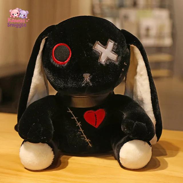 Dark Devil Black Rabbit Plush Toy: A Punk Twist on a Classic Bunny black Kawaii Snuggle