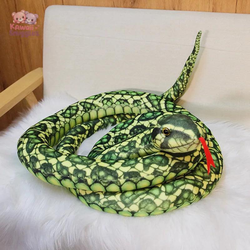 Giant Simulation Snake Plush Toy – Long Stuffed Animal green Kawaii Snuggle