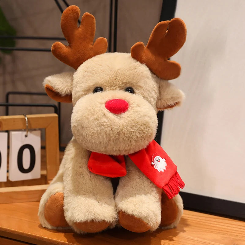 Santa Elk Deer Plush Throw Pillow Figure Fun Sofa Decoration DollsChristmas Tree Doll 2 in 1 Christmas Gifts for Girlfriend Gift
