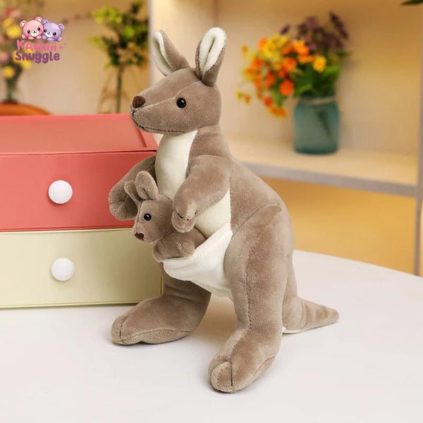 Simulation Kangaroo Plush Toy: A Heartwarming Mother & Baby Duo Kawaii Snuggle