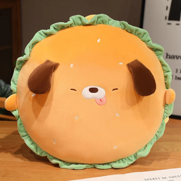 Bring Home the Capybara Puppy Dog Hamburger Pillow