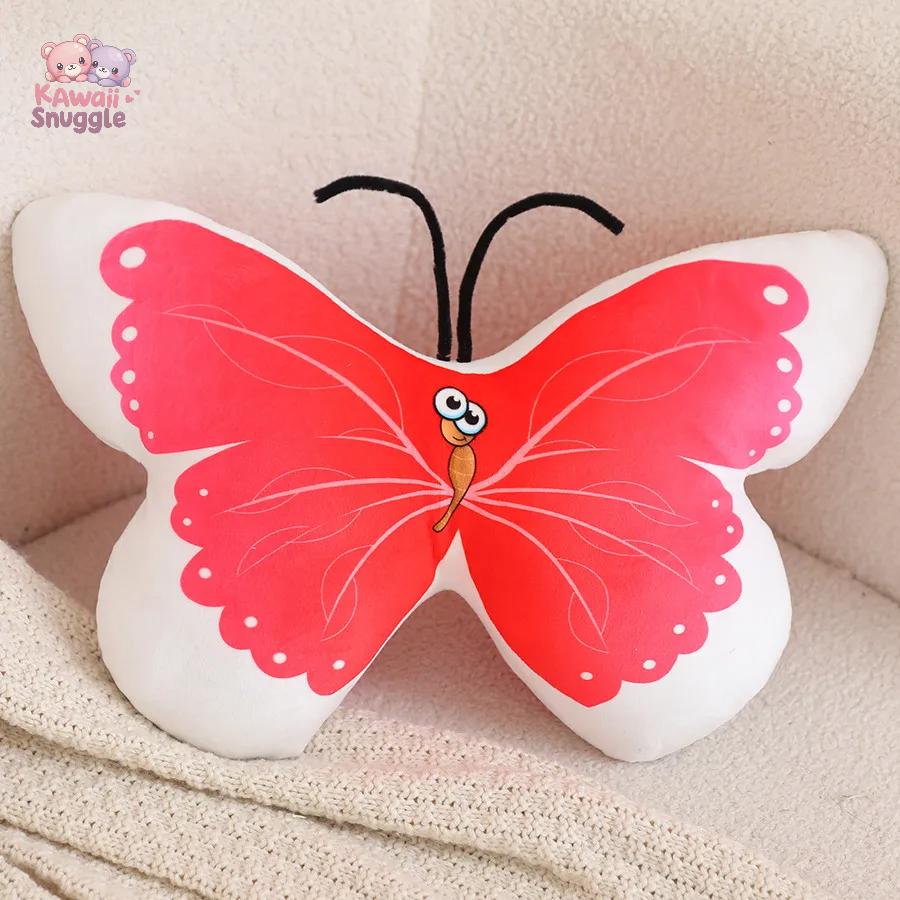 Simulation Soft Butterfly Plush Pillow – Comfort with a Touch of Nature red Kawaii Snuggle