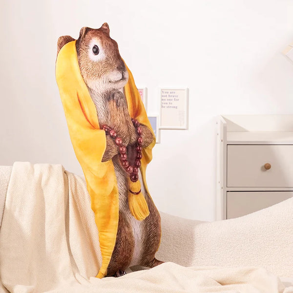 Cartoon Funny Wolf In Skin Plush Toy Doll Squirrel Wearing Yellow Robe Toys