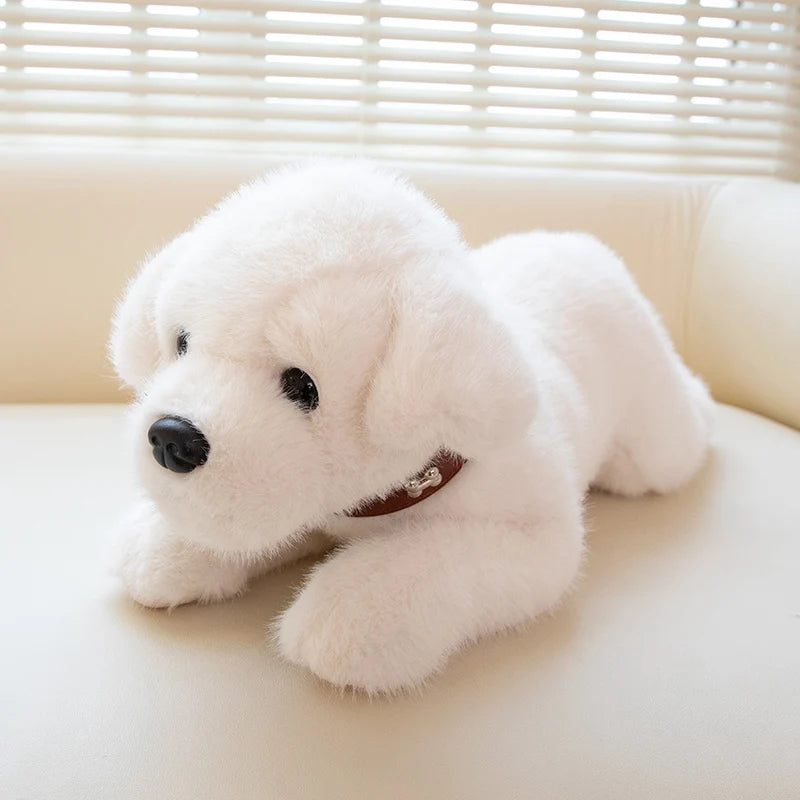 40/60CM Simulation Cute Dog Wear Choker Plush Toy Stuffed Animal Soft Kawaii Lying Pet Puppy Pillow Husky Beagle Doll Toy Gifts