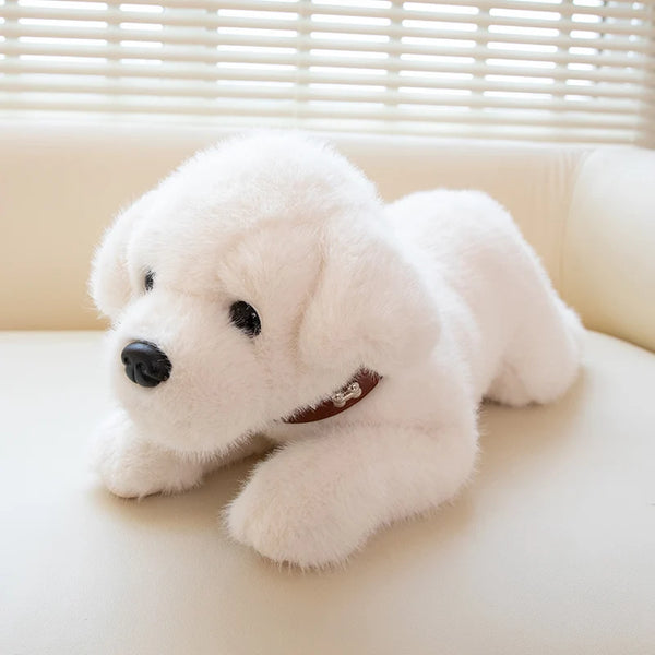 40/60CM Simulation Cute Dog Wear Choker Plush Toy Stuffed Animal Soft Kawaii Lying Pet Puppy Pillow Husky Beagle Doll Toy Gifts