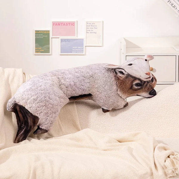 Cartoon Funny Wolf In Skin Plush Toy Doll Squirrel Wearing Yellow Robe Toys